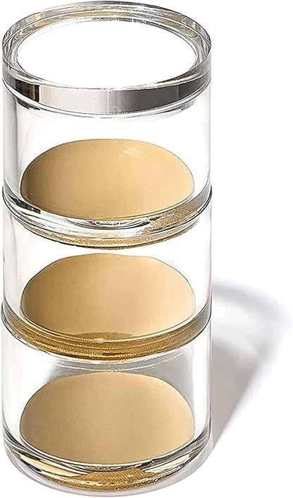 OfficeGoods 3-Tier Stackable Acrylic Holder- Stylish Desk Organizer and Storage for Office or Home – Transparent Round Design with Gold Metal Base
