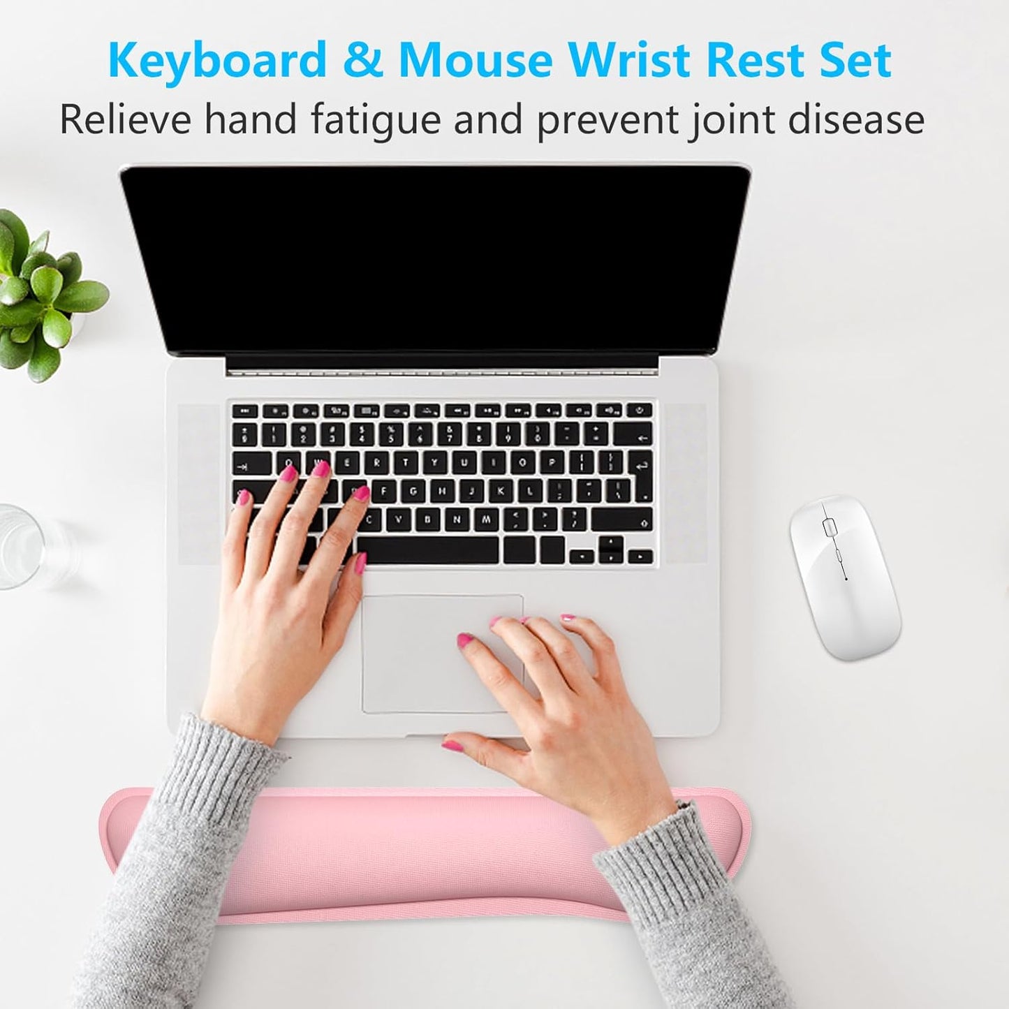 Dapesuom Enlarge Keyboard Wrist Rest, Cute Memory Foam Keyboard Wrist Cushion for Computer Desk Mats Support, Typing Pain Relief Ergonomic Mouse Pad Rests with Non-Slip Base for Gaming, Laptop, Purple