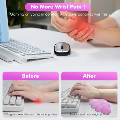MoKo Cloud Wrist Rest, Ergonomic Cloud Keyboard Wrist Rest with Mouse Rest Wrist Pad, Durable Polyester Cloud Arm Rest Wrist Pad for Keyboard and Mouse for Office, Gaming, Computer, Laptop, Green
