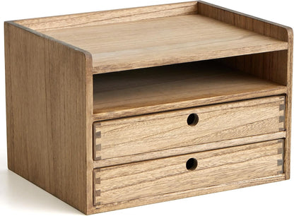 KIRIGEN Wooden Desktop Organizer Paper Storage Letter Tray File Sorter - Desk Rack Magazine File Dividers Holders for Home Office Accessories Wood Desk Cabinet with 3 Layer Trays Natural(3KWJG-NA)