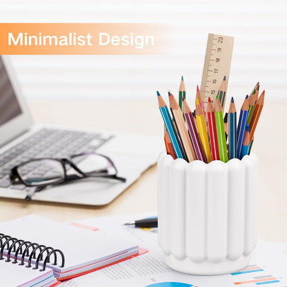 Silicone Pen Holder, Pencil Holder Cute Pens Cup for Desk for Kids Office Decor Desk Accessories Pen Pot Desk Organizer (White)