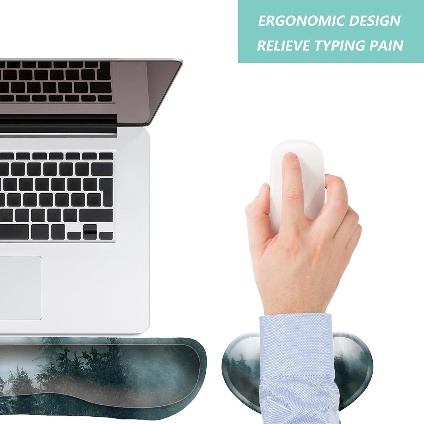Keyboard Wrist Rest Mouse Wrist Support Set, Memory Foam Wrist Rest Pad for Computer Laptop Keyboard Mouse, Ergonomic Wrist Cushion Support for Typing Pain Relief, Gaming Home Office, Purple