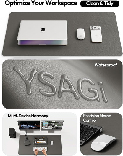 YSAGi Leather Desk Protector, Office Mat, Large Mouse Mat, Non-Slip PU Leather Blotter, Laptop Pad, Waterproof Writing Pad for Office and Home (Light Pink, 23.6" x 13.8") - Colors B