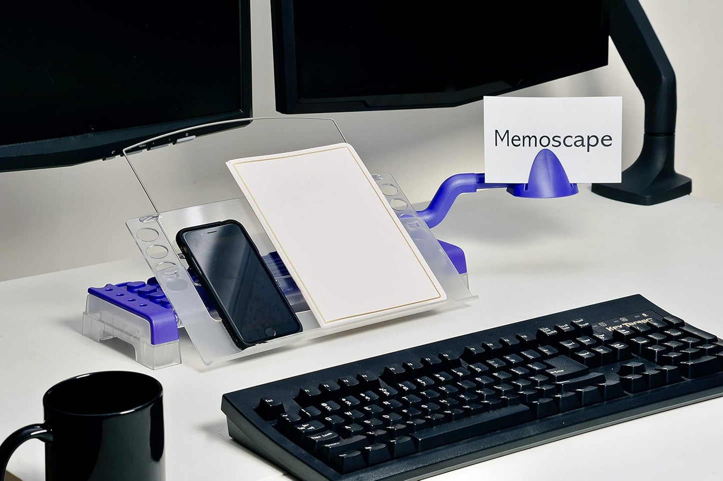 MemoScape Adjustable in-Line Document Holder for Typing | Reduces Neck Strain, Improves Focus, Boosts Desk Organization, and Workflow | Paper Holder Stand for Desk and Home Office - Black (VUR 2060)