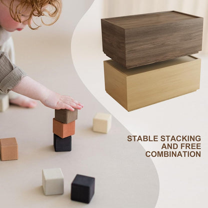 Stackable Storage Drawers, Wooden Drawer Storage Organizer, Modern Nightstands with Wooden Drawers, Small Storage Cabinet, Modular Design, Available in 2 Sizes for Versatile Use Oak Small