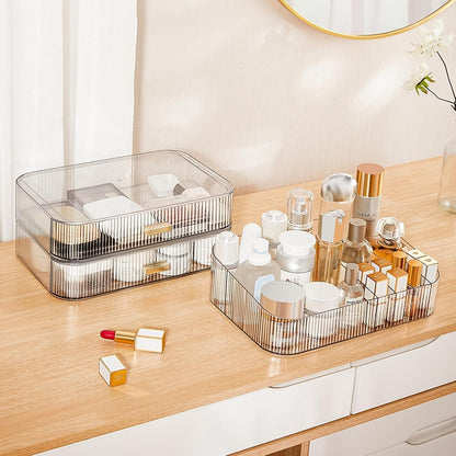 Stackable Cosmetics Organizer Drawers, Bathroom Vanity Makeup Organizers and Storage, Ideal for Desk and Dresser Countertops, Great for Palette, Skincare, Lipsticks, Nail Care. Green