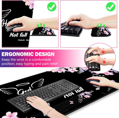 ArtSo Upgraded Wrist Rest Support for Mouse Pad & Keyboard, Ergonomic Gel Mousepad Non-Slip Rubber Base Home,Office Pain Relief, Easy Typing Cushion Neoprene, Soft Memory Foam, Purple Heart Butterfly