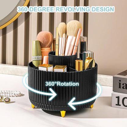 Cayxenful Pencil Holder For Desk,5 Slots 360°Degree Rotating Desk Organizers And Accessories,Desktop Storage Stationery Supplies Organizer, Cute Pencil Cup Pot For Office, School, Home (B-White)