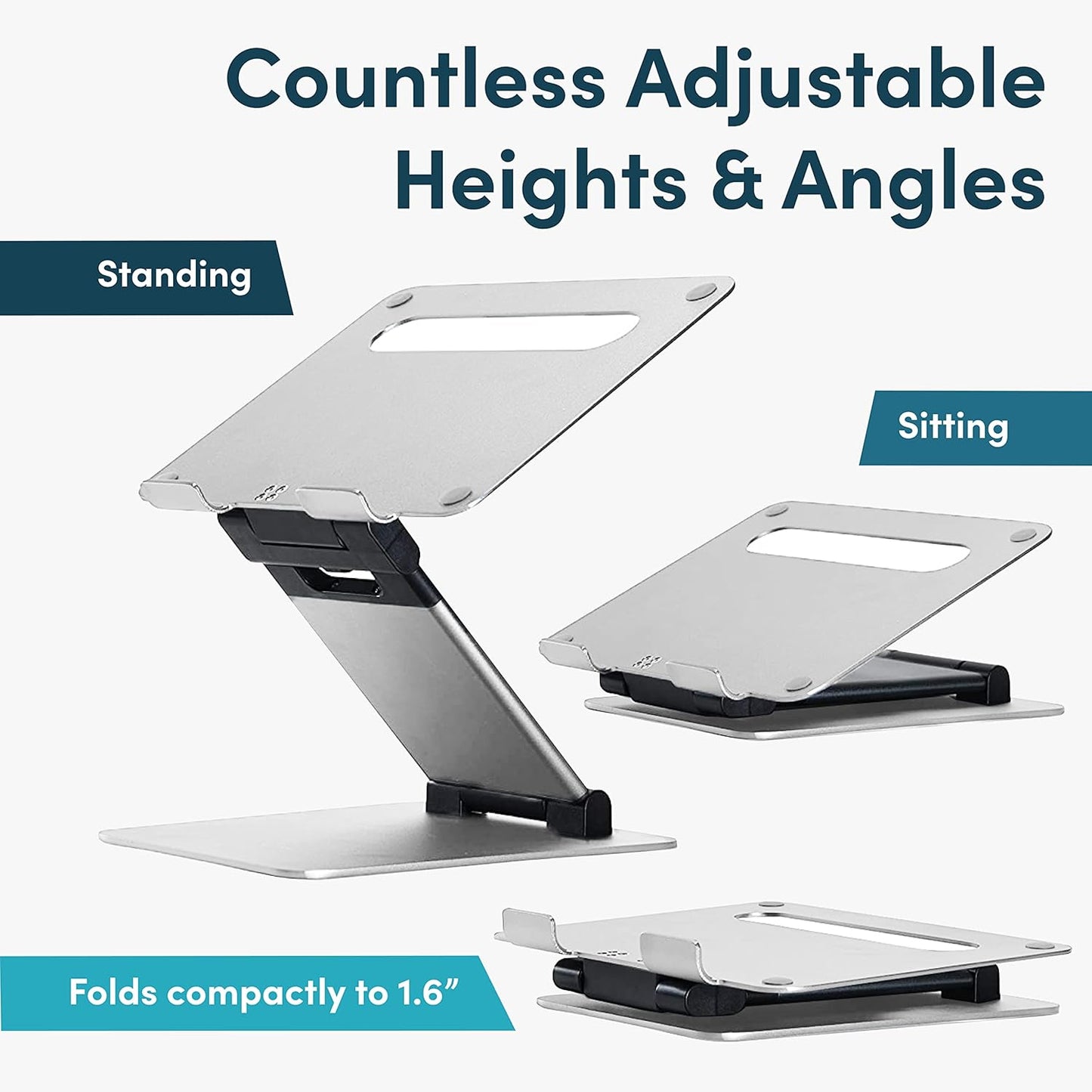 Lifelong Ergonomic Adjustable Laptop Stand for Desk - Height Up to 20" Portable Computer Laptop Riser Holder, Fits All MacBook Air & 10 15 17 Inches Laptops, Back to School Gift for Men & Women