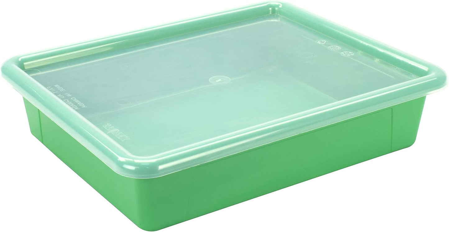 Storex Letter Size Flat Storage Tray – Organizer Bin for Classroom, Office and Home, Clear, 5-Pack (62531A05C), 10 x 13 x 3 Inches