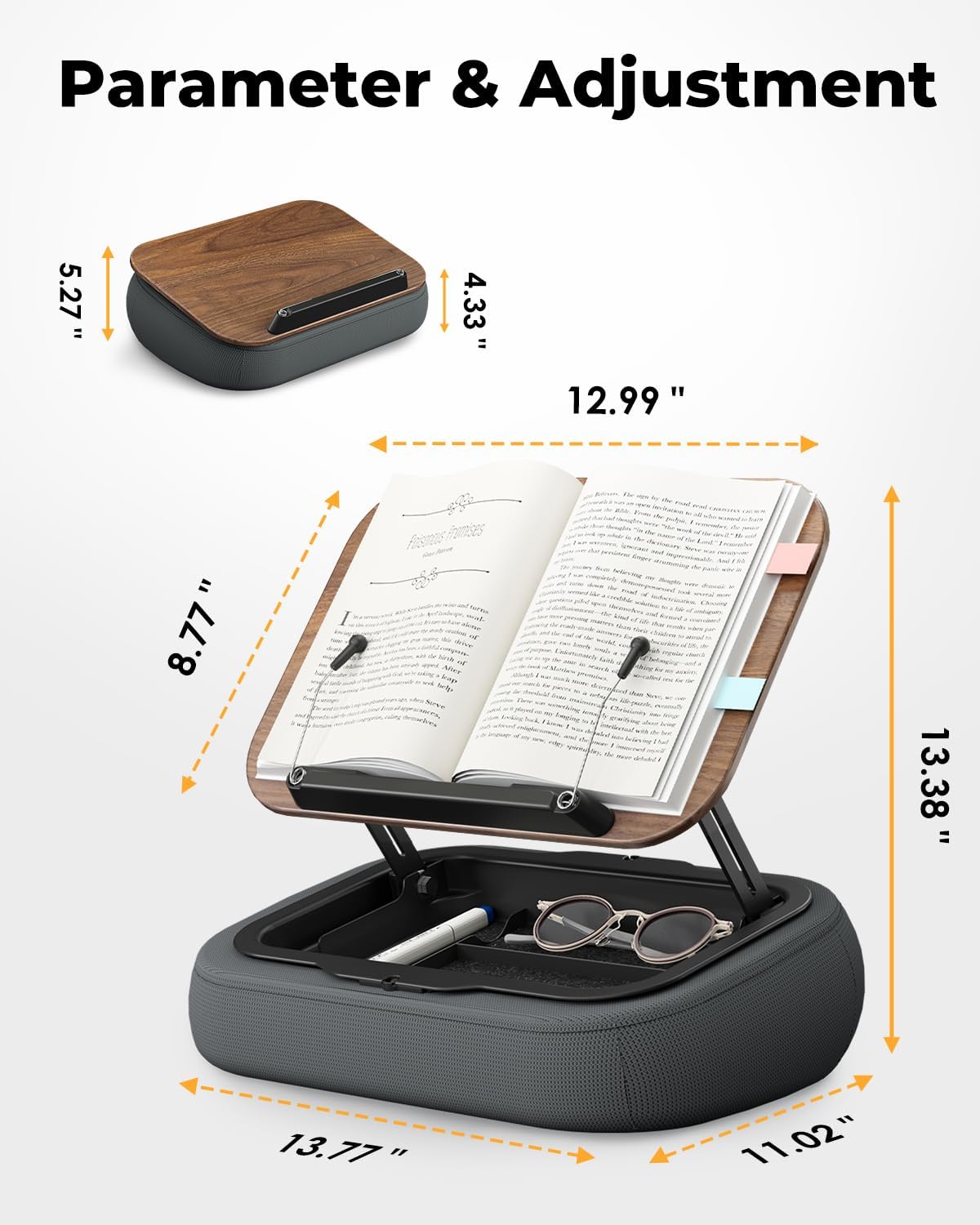 SupeDesk Lap Beanbag Book Stand with Storage, Adjustable Reading Pillow for Bed & Desk, Multi-Angle Book Stand Pillow Holder, Hands-Free Lap Reading Stand for Book,iPad, Tablet, Book Lover Essential