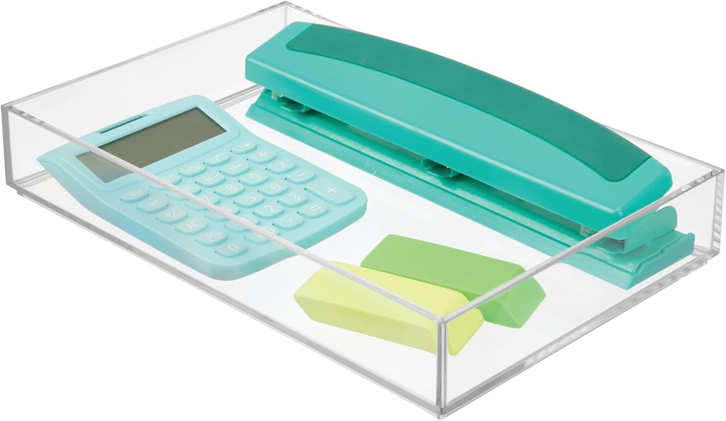 iDesign Makeup Drawer Organizer Tray for Vanity or Bathroom Countertop - Set of 2 - Clear