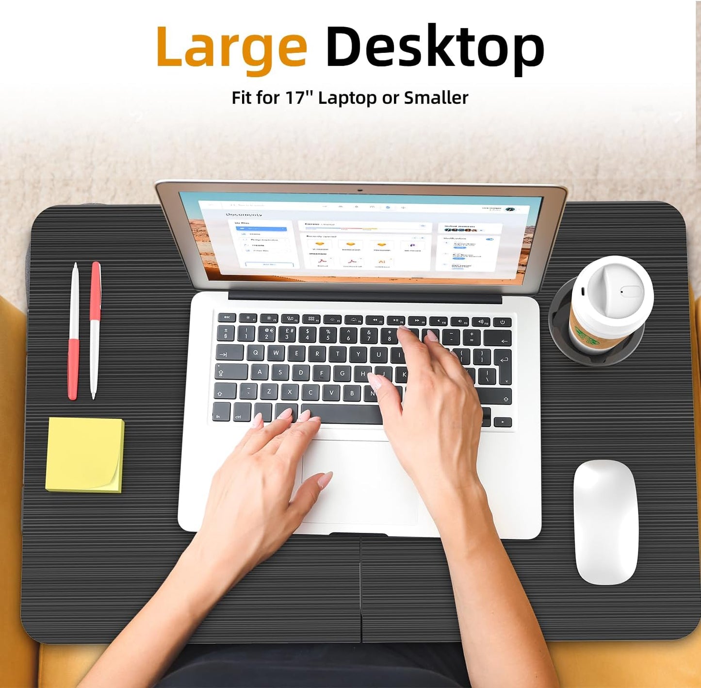 BUYIFY Foldable Laptop Bed Desk for Couch, Sofa - Large Lap Desk Tray Table with Cup Holder and Tablet Slot - Portable Notebook Stand for Eating, Writing, Studying and WFH -NEW-006