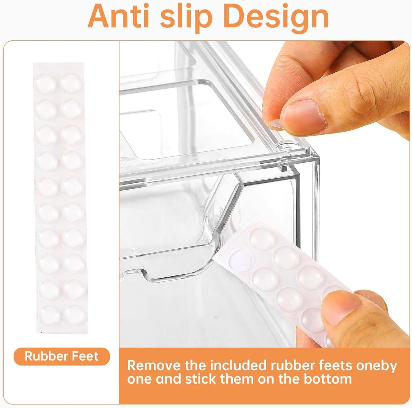 Stebopum 6 Pack Stackable Makeup Organizer, 4.4'' Tall Acrylic Bathroom Makeup Organizer and Storage Drawer with Pull-out Handle, Clear Plastic Storage Bins for Vanity,Pantry,Desk,Undersink,Kitchen