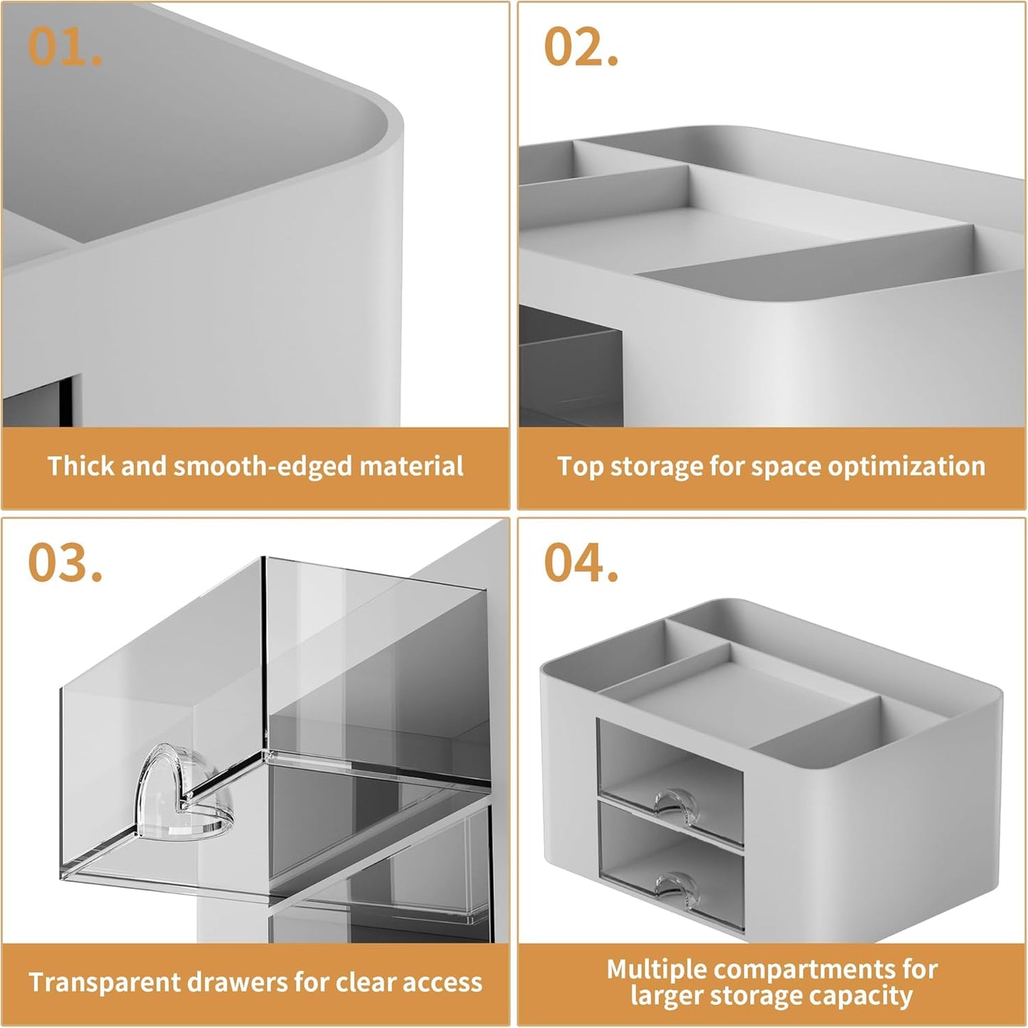 Marbrasse Pen Organizer with 2 Drawer, Multi-Functional Pencil Holder for Desk, Desk Organizers and Accessories with 5 Compartments + Drawer for Office Art Supplies (White)