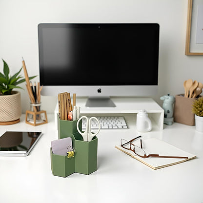 Pencil Organizer Pen Holder for Desk Pens Cup Small Desk Organizer Cute Pen Holder for Office,School and Home (White, 3)