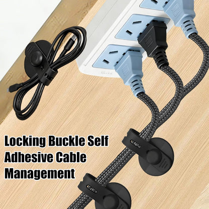 8Pcs Silicone Cable Straps, Self Adhesive Cable Management Under Desk, Reusable Cable Clip, Wire Organizers for Cords, Cord Holder for Home, Kitchen, Office, Bedroom, Car (Black)