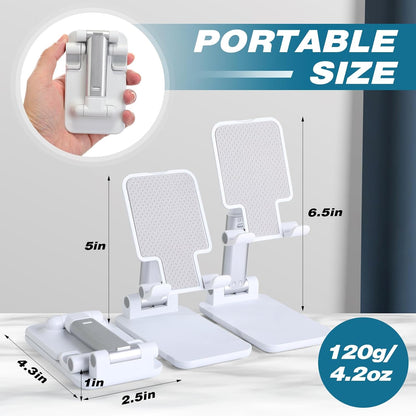 Wonderjune 12 Pcs Cell Phone Stand for Desk Phone Holder Stand Foldable Angle Height Adjustable Portable Holder Tablet for Office Travel Photography (White)