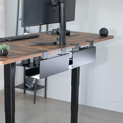 VIVO No Drill Clamp-on 17 inch Power Strip Cable Management Tray, Under Standing Desk Steel Cord Organizer, Black, DESK-CM6L-B