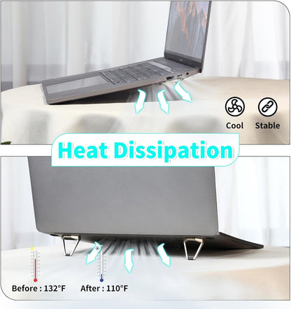 Konohan 4 Pieces Portable Keyboard Laptop Stand Mini Aluminum Keyboard Riser Foldable Cooling Laptop Kickstand Adjustable Lightweight Lifter for Desk Computer Laptops Notebooks 12-17 Inch(Silver)