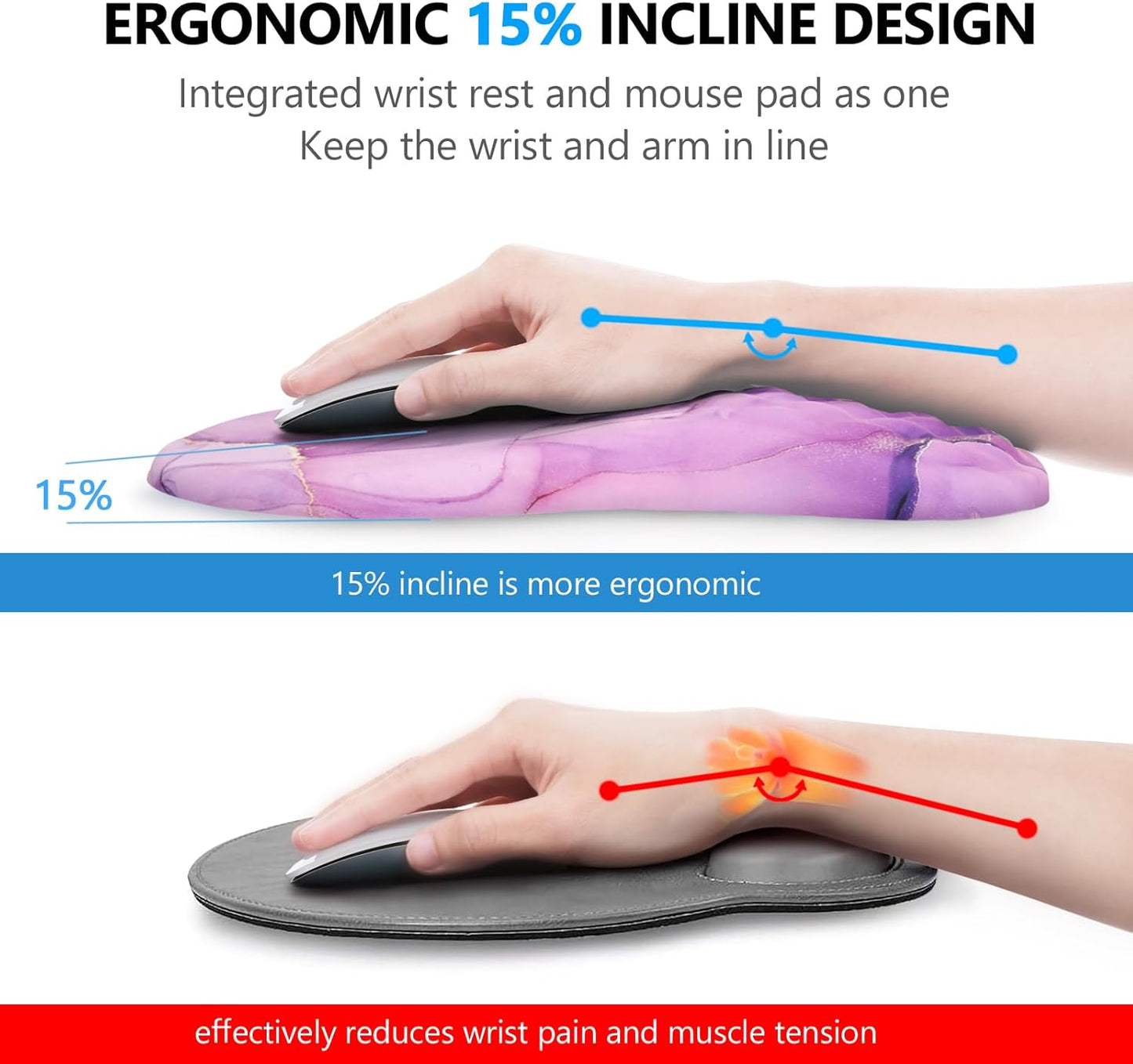 Mouse Pad Wrist Support, Laokiiy 2 in1 Keyboard Wrist Rest+ Ergonomic Mouse Pad, Non-Slip Wrist Rest for Computer Keyboard, Made Easy Typing & Relieve Wrist Pain（Banana Leaf Green）
