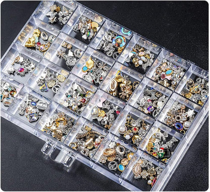 Compartment Storage Box 72 Grids Acrylic Organizer Box with 3 Drawers Storage Containers Transparent Organizer for Crafts Art Supply Painting Nail Tip Bead Earring Ring (Clear)