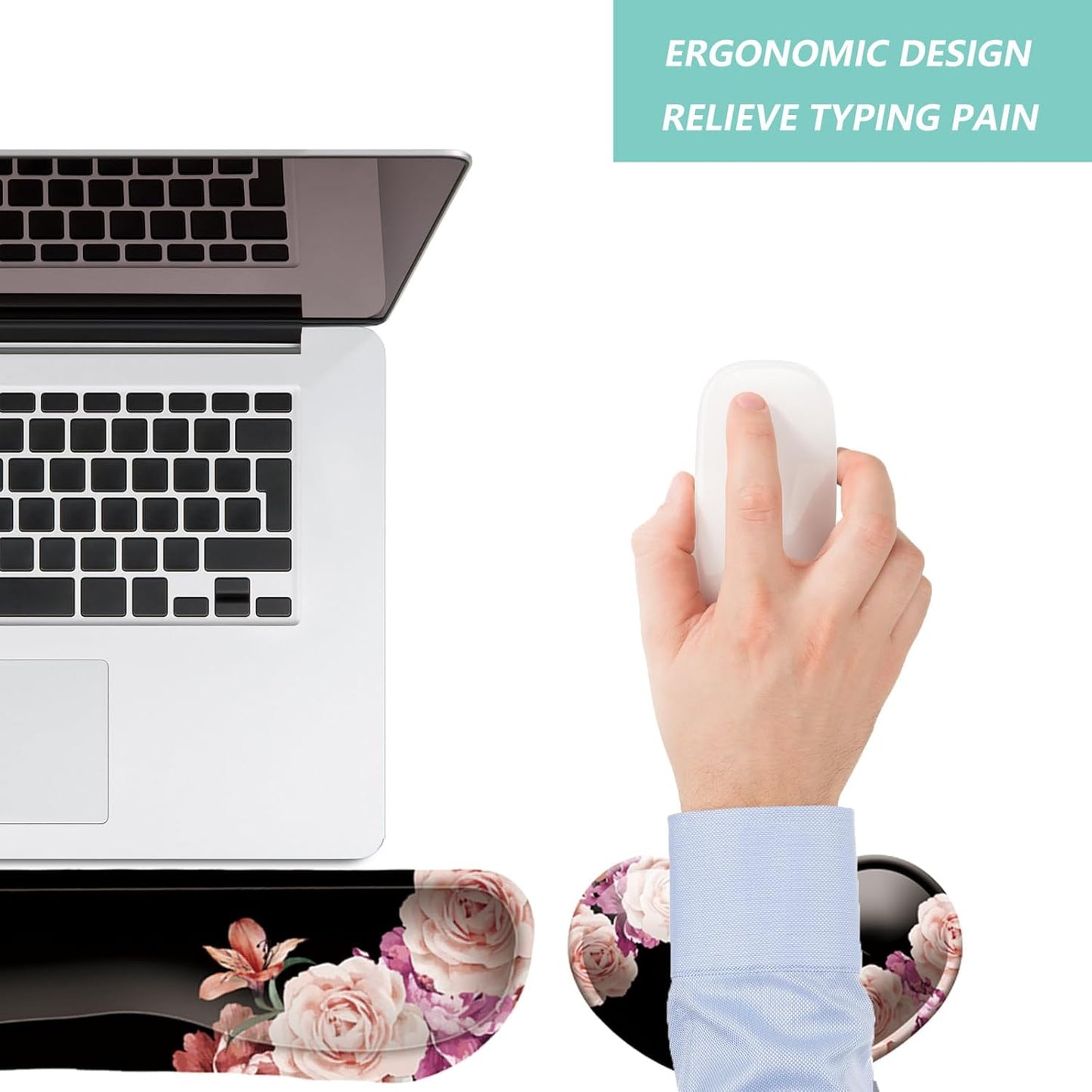 Keyboard Wrist Rest Mouse Wrist Support Set, Memory Foam Wrist Rest Pad for Computer Laptop Keyboard Mouse, Ergonomic Wrist Cushion Support for Typing Pain Relief, Gaming Home Office, Purple