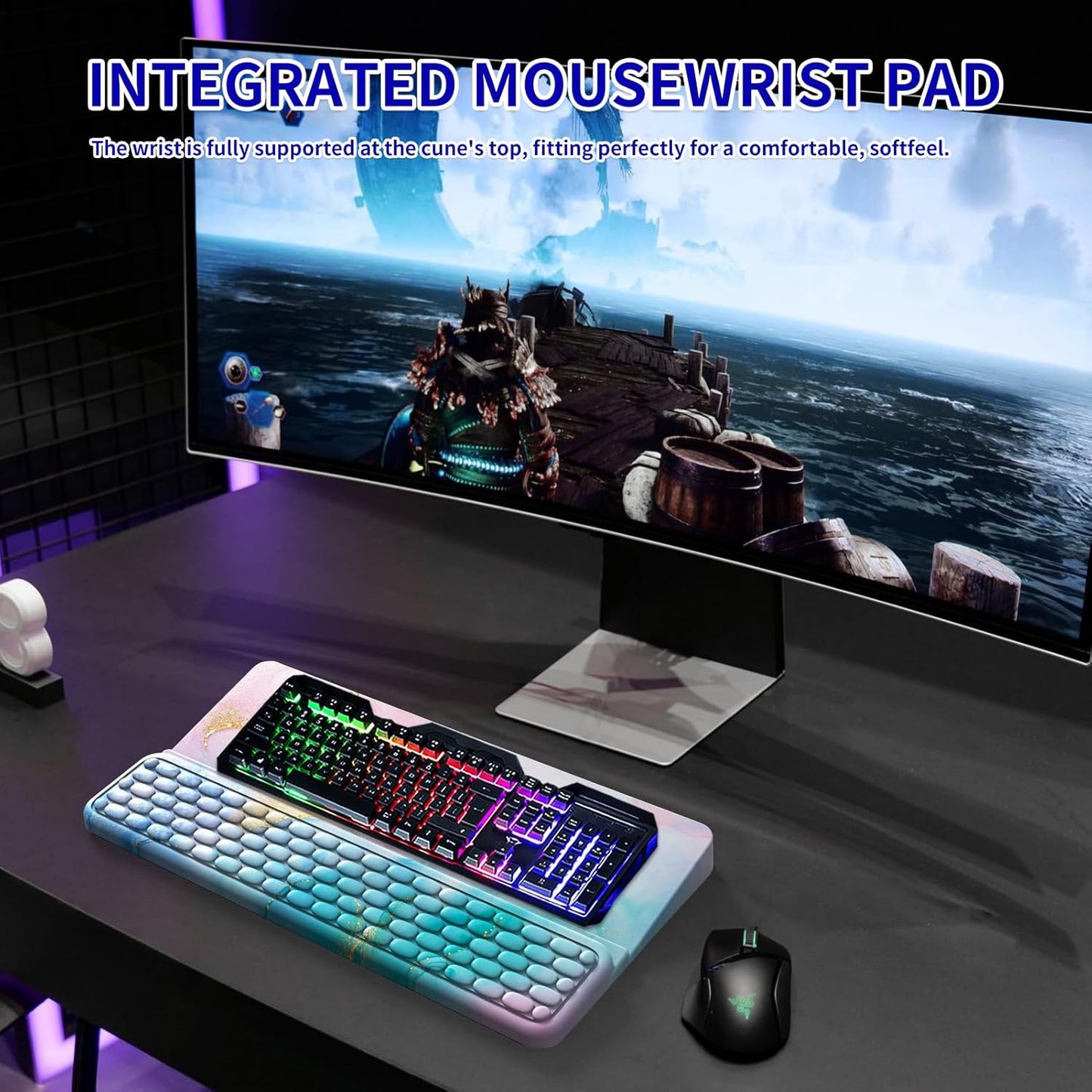 Keyboard Stand for Desktop, Keyboards Wrist Rest, Ergonomic Keyboards Holder for Easy Typing Working, Wrist pad for Keyboards with Comfortable Wrist Rest for Keyboard Pink