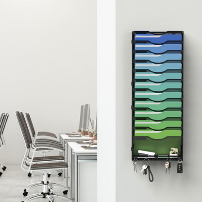 Kuntine.B Wall File Organizer Office Hanging Magazine Holder Wall File Organizer for Office Home (Black, 5 Tier)