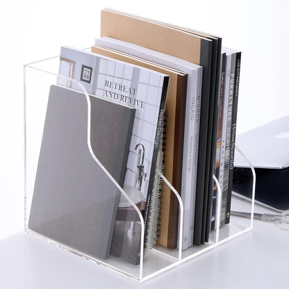 Magazine Holder, Clear Acrylic Magazine Rack, File Organizer for Office Desk, Book Organizer,-One-Piece-3 Vertical spaces,1 pack (B5)……
