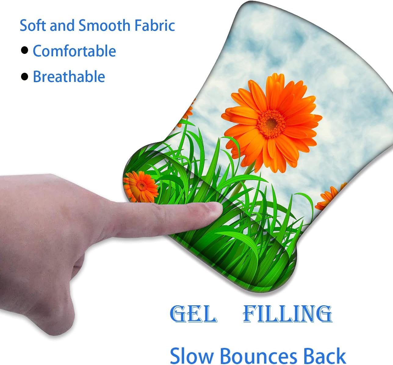 Ergonomically Upgraded Keyboard Wrist Rest and Comfortable Gel Mouse Pad Set, Non-Slip Rubber Base Cute Coaster, for Work, Game Home, Sunflower