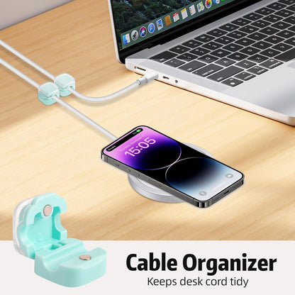 Magnetic Cable Clips Cord Organizer Holder, 6 Pack Adhesive Wire Holder Keeper Organizer USB Charging Cable Storage Holder for Home Office Phone Car Wall Desktop Nightstand Kitchen (Black)