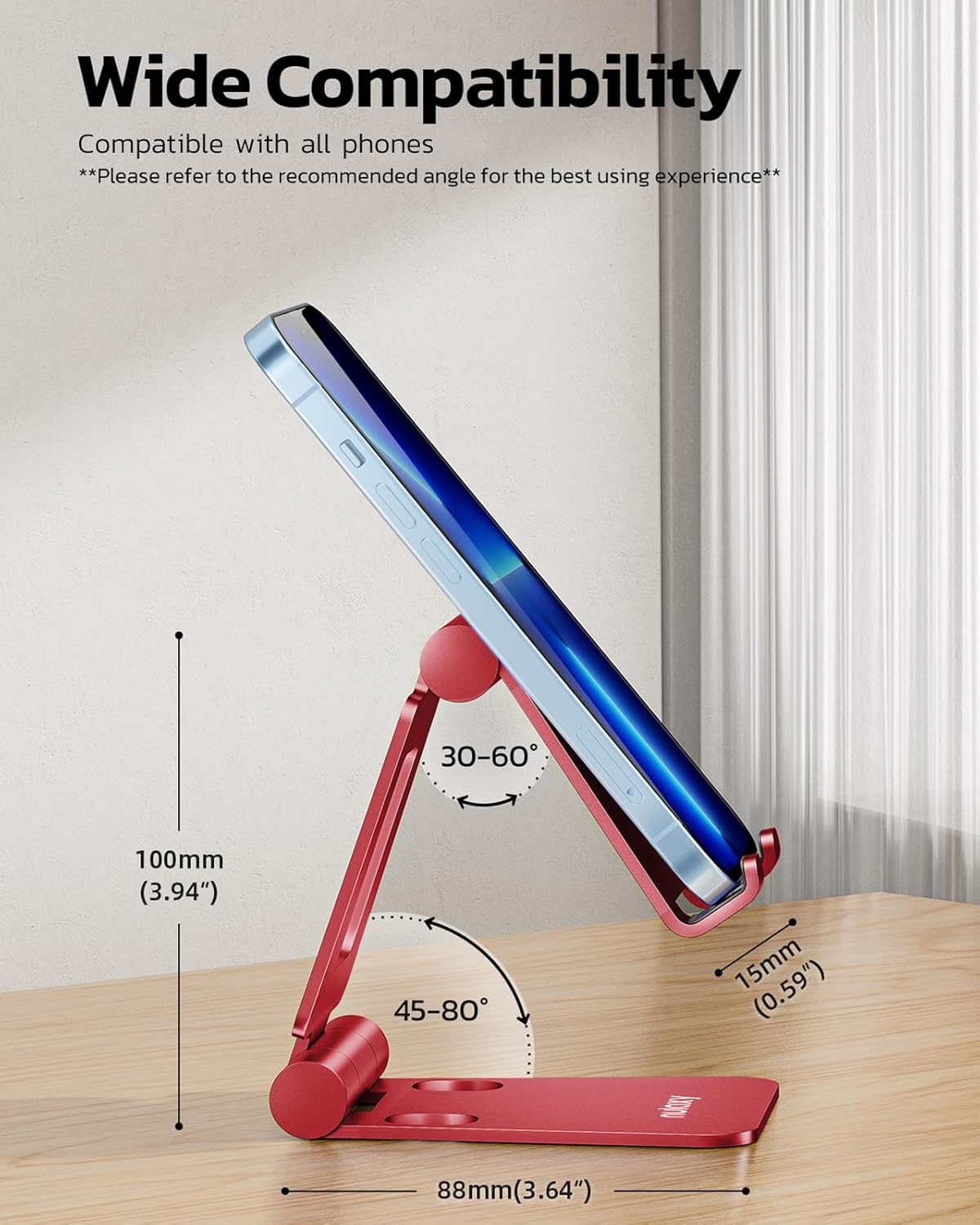 Nulaxy Dual Folding Cell Phone Stand, Fully Adjustable Foldable Desktop Phone Holder Cradle Dock Compatible with iPhone 17 16 15 14 13 12 11 Pro Max Xs Xr X 8, Nintendo Switch, All Phones
