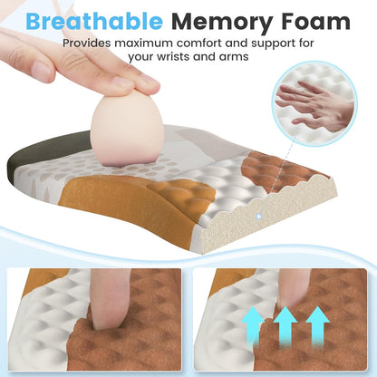 HAOCOO Keyboard Wrist Rest, Ergonomic Mouse Pad with Wrist Rest, 3 in 1 Keyboard and Mouse pad with Coaster Set, Memory Foam Wrist Support, Non-Slip PU Base for Home Office, Rose Gold Pink