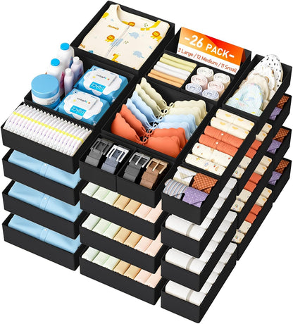 DIMJ Drawer Organizer Clothes - 20 Pack Closet Drawer Organizer Bins for Baby Clothes Storage, Fabric Dresser Organizer for Nursery Bedroom, Foldable Small Drawer Dividers for Underwear Socks