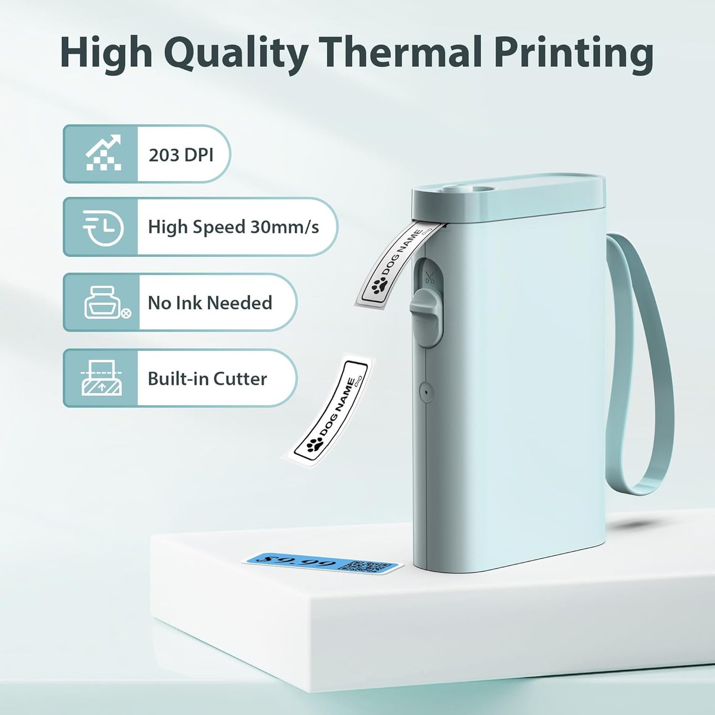 P21 Label Maker Machine with Tape, Bluetooth Label Printer Thermal Mini Label Makers with Built-in Cutter and Multiple Templates, Portable Printers for School, Office, Home Use (Green)