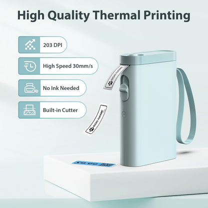 P21 Label Maker Machine with Tape, Bluetooth Label Printer Thermal Mini Label Makers with Built-in Cutter and Multiple Templates, Portable Printers for School, Office, Home Use (Green)