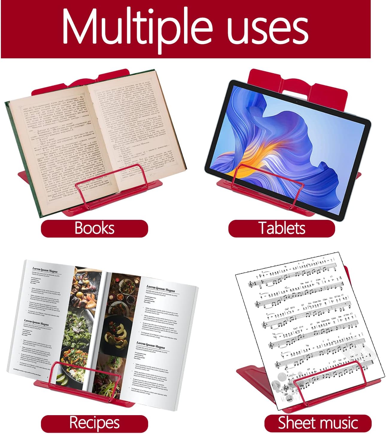 Camelmother Metal Book Holder Adjustable Book Stand for Reading