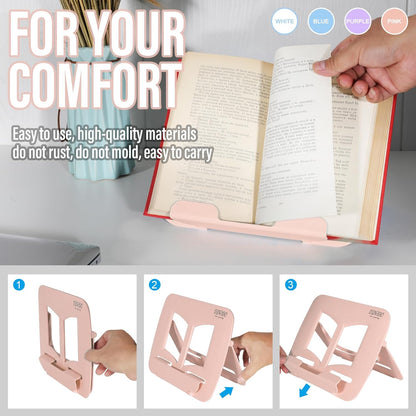 Portable Book Stand Book Holder Book Rest for Kids Reading Hands Free Cookbook Holder Textbook Stands Music Stand Lightweight Waterproof Book Stand Gifts School Supplies (Purple 11.82" *8.26")