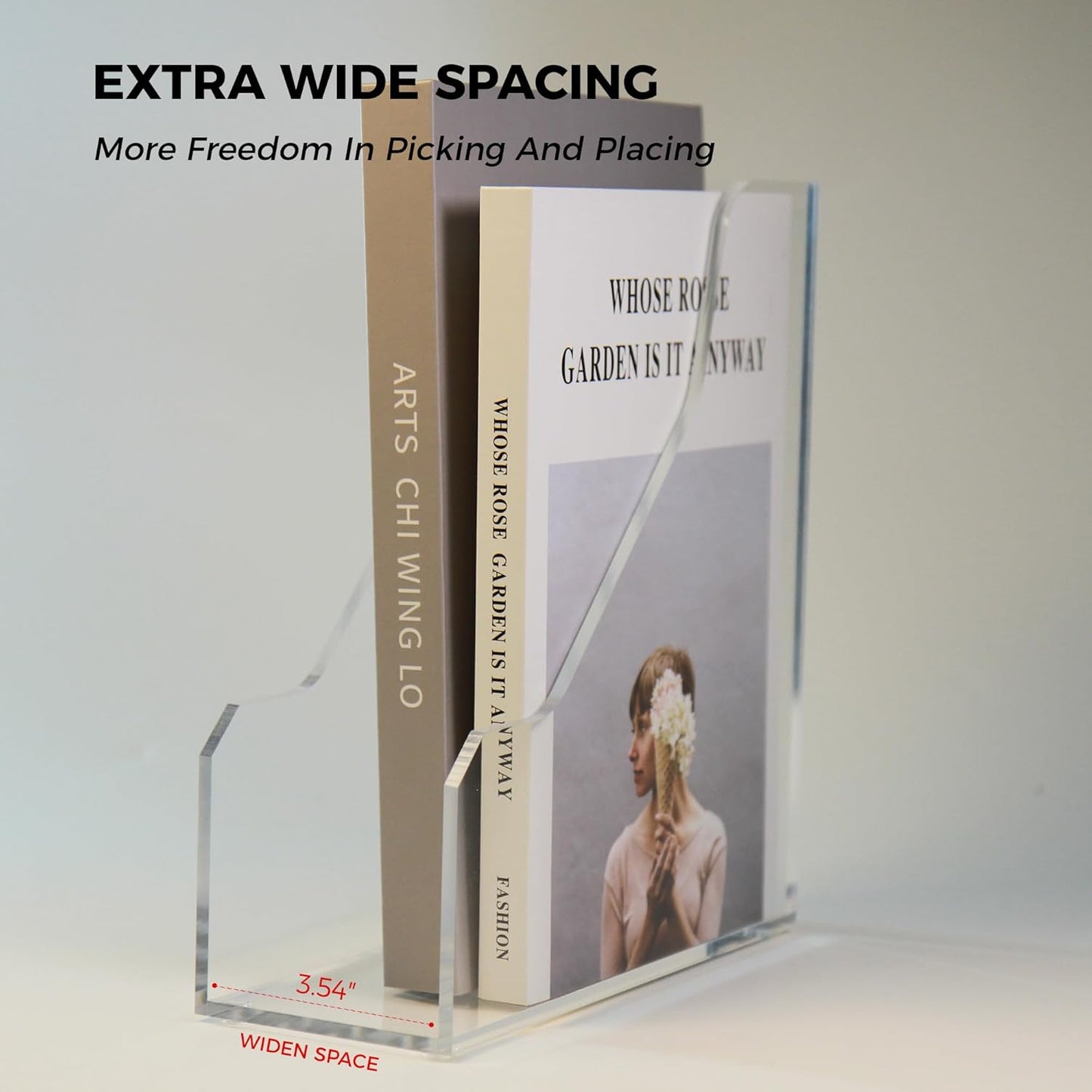 Magazine Holder - Acrylic File Holder and Desk Organizer, Clear Bookend File Sorter, Acrylic Book Organizer and Storage Box for Documents, Magazine Holder Rack for Classroom, Home, and Office