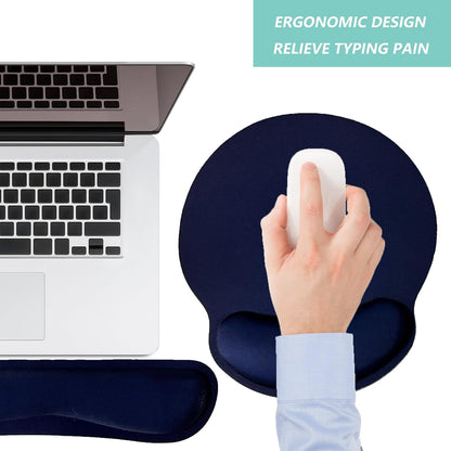 Keyboard Wrist Rest Pad Mouse Pad with Wrist Support Set of 3, Mousepad with Non-Slip Rubber Base, Ergonomic Memory Foam Mouse Wrist Cushion Support for Home Office Laptop Computer, Flower Black