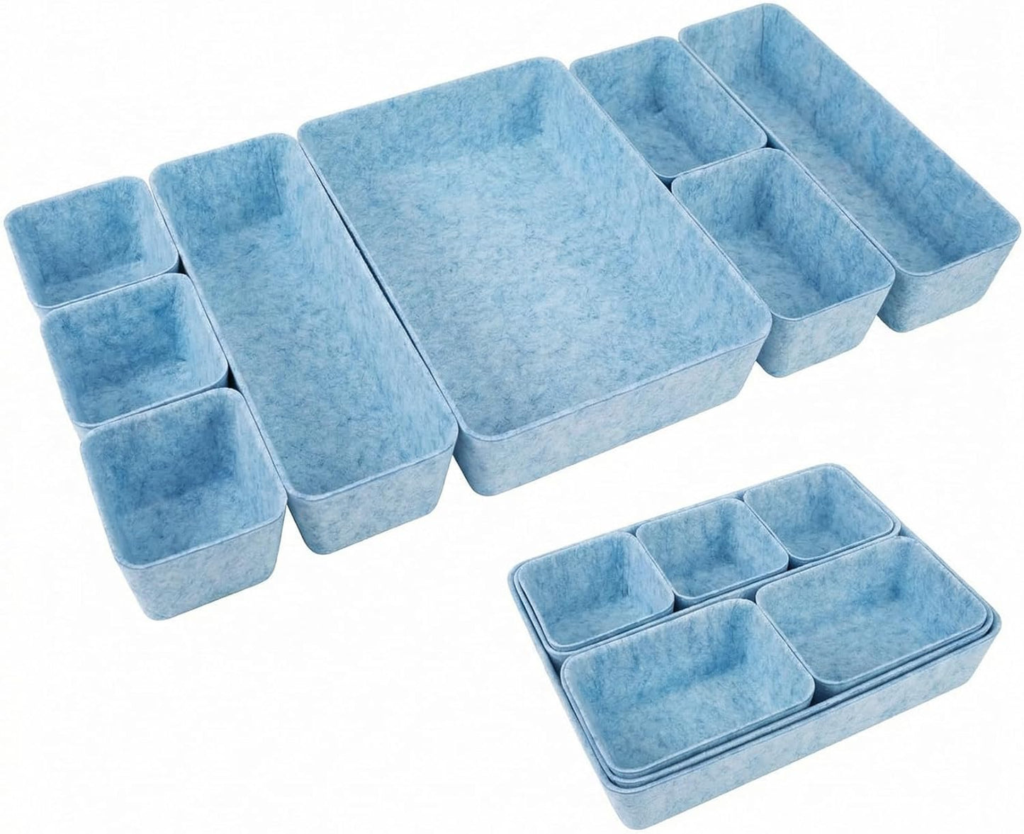 Desk Drawer Organizer Bins, 8pcs Felt Shallow Bathroom Storage Trays, Office Accessories & Workspace Organizers Jewelry & Makeup Boxes Containers(Black)