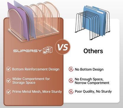 SUPEASY File Organizer for Desk, 5-Section Mesh Desk Organizer, Vertical File Holder Desktop Organizer File Sorter, File Folder Holder for Office Supplies, Black