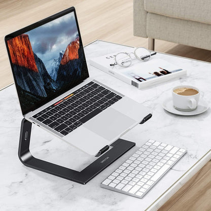 OMOTON Laptop Stand, Detachable Laptop Mount, Aluminum Laptop Holder Stand for Desk, Compatible with MacBook Air/Pro, Dell, HP All Laptops (11-16 inch), Silver