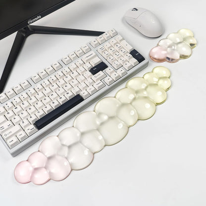 Gel Keyboard and Mouse Wrist Rest Set – Clear Cloud Wrist Rest for Computer Keyboard 60%/68%/75%, Comfort & Support for Typing and Gaming(Purple Green)