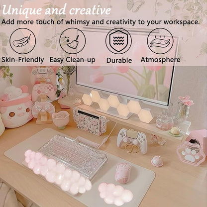 Gel Wrist Rest for Keyboard and Mouse Square Blue Plaid Clear Keyboard Wrist Rest Transparent Ergonomic Cute Checkered Mouse Wrist Pad Silicone Non-Slip Support for Computer Laptop Gaming Home Office