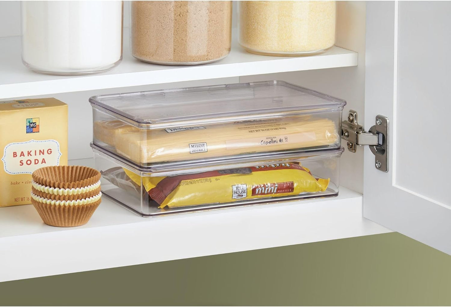 iDesign Kitchen Binz BPA-Free Plastic Stackable Organizer Box with Lid - 7.26" x 10.75" x 2.37", Clear