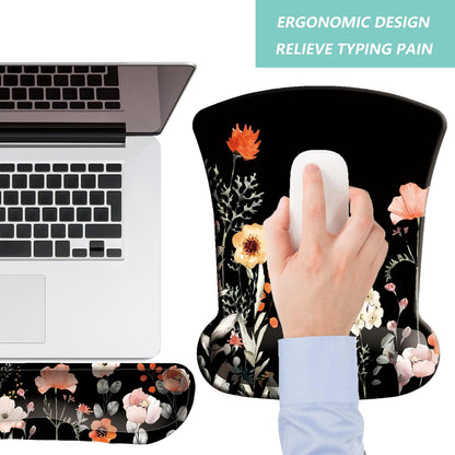 Keyboard Wrist Rest Pad Mouse Pad with Wrist Support Set of 3, Gaming Mousepad with Non-Slip Rubber Base, Ergonomic Memory Foam Mouse Cushion Support for Home Office Laptop Computer, Navy Blue