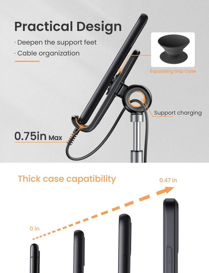 LISEN Cell Phone Stand Phone Holder for Desk Office Decor, Office Desk Accessories Women PC Gaming Essentials iPhone Stand Gadgets Men Gifts for Mom Fit OtterBox Case Switch iPad Air Tablet 4-10 in