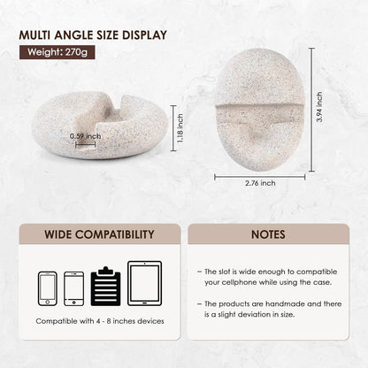 Artificial Stone Cell Phone Stand for Desk Handcraft Pebble Shape Minimalist Decor for Desk Kitchen Counter Office Easy of Use Sturdy and Stable(Beige Yellow)